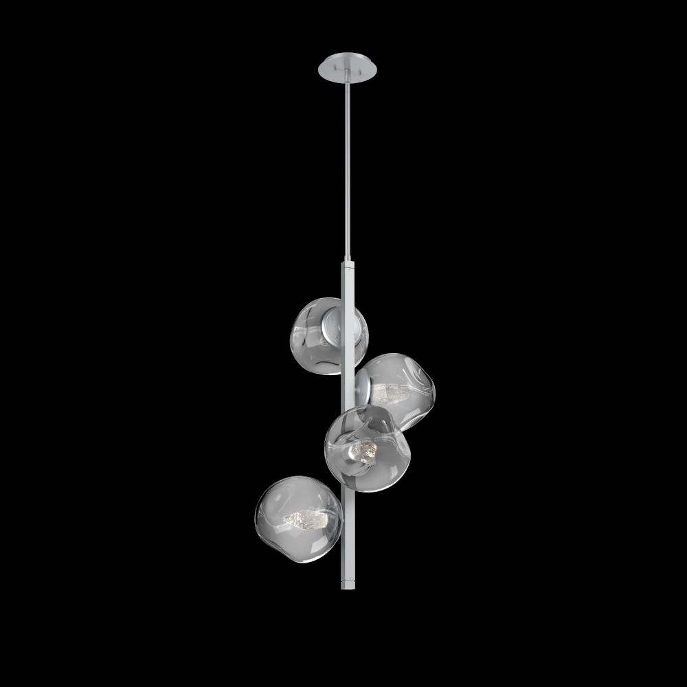 Luna 4pc Twisted Vine-Classic Silver-Geo Inner - Smoke Outer-Threaded Rod Suspension-LED 3000K