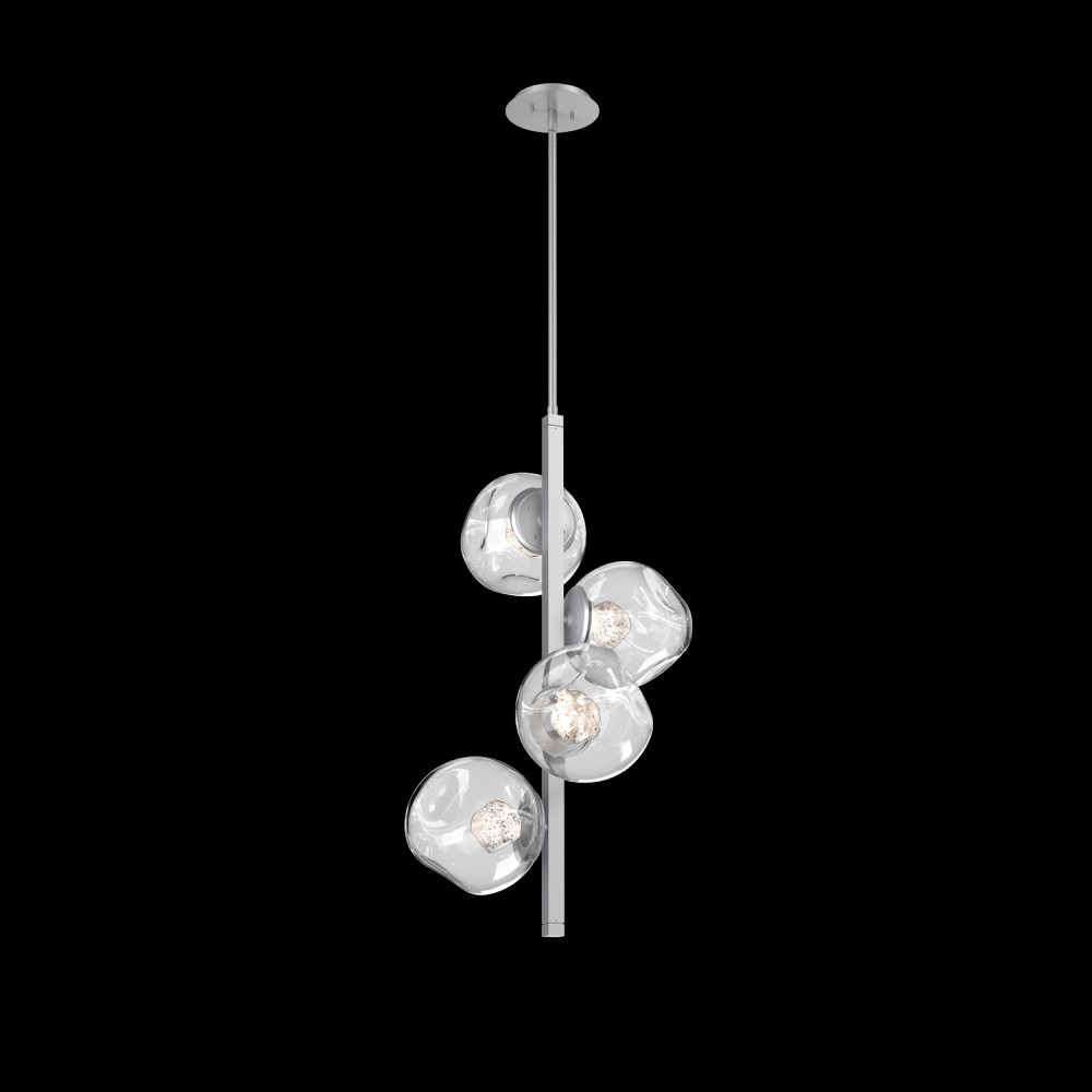 Luna 4pc Twisted Vine-Classic Silver-Zircon Inner - Clear Outer-Threaded Rod Suspension-LED 3000K