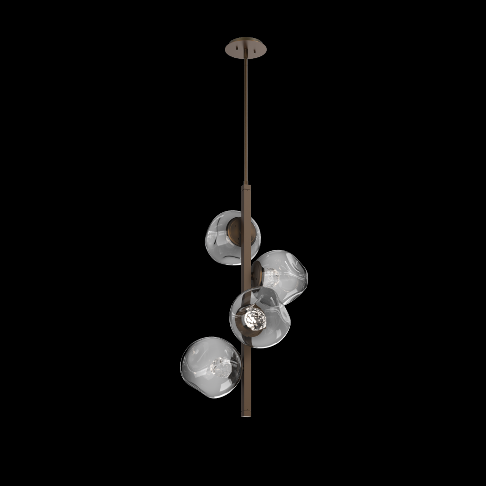 Luna 4pc Twisted Vine-Flat Bronze-Floret Inner - Smoke Outer-Threaded Rod Suspension-LED 3000K