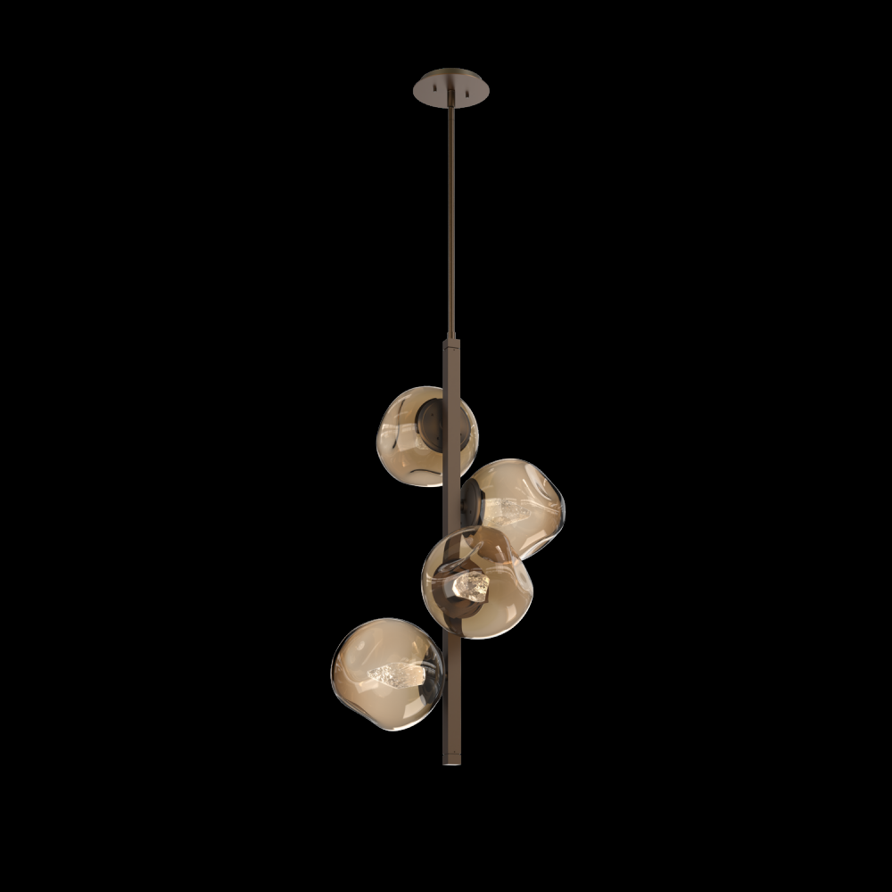 Luna 4pc Twisted Vine-Flat Bronze-Geo Inner - Bronze Outer-Threaded Rod Suspension-LED 2700K