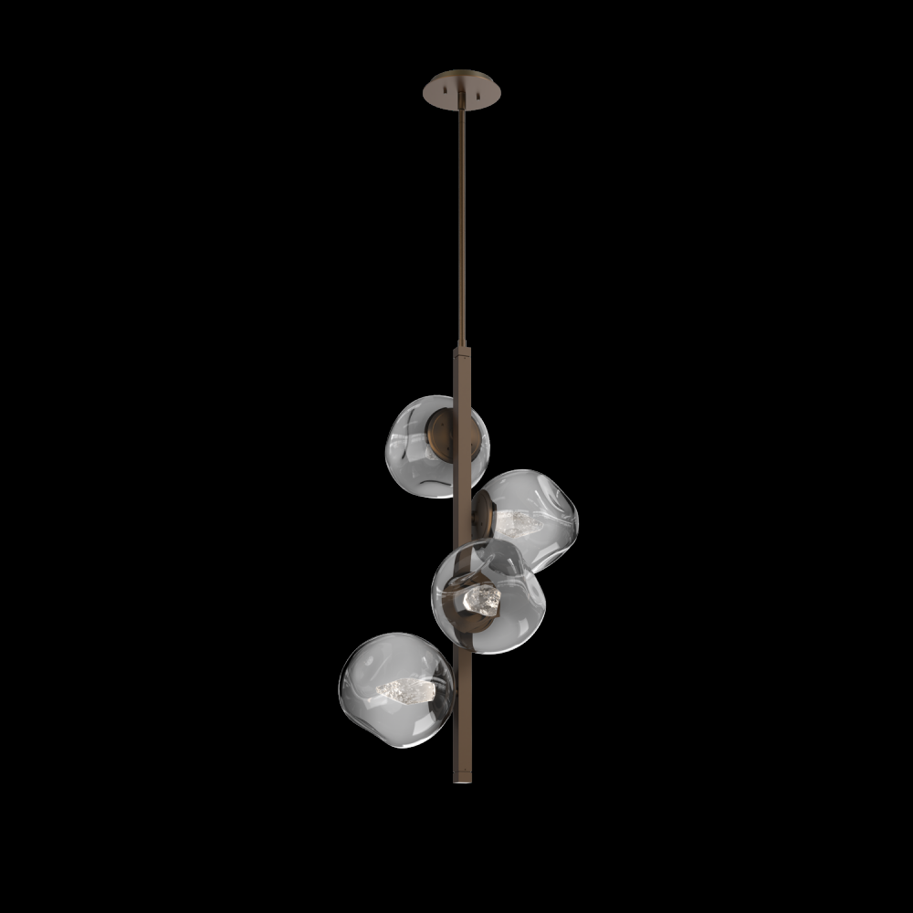 Luna 4pc Twisted Vine-Flat Bronze-Geo Inner - Smoke Outer-Threaded Rod Suspension-LED 2700K
