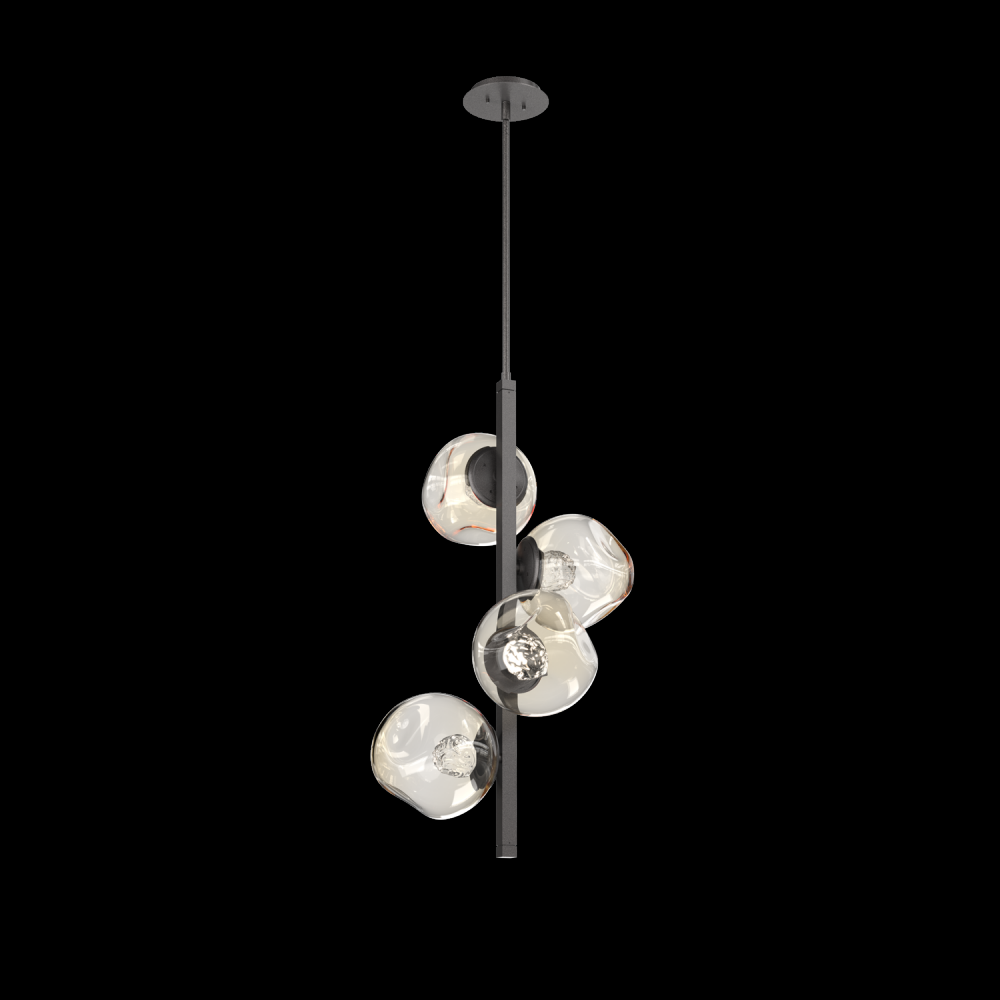Luna 4pc Twisted Vine-Graphite-Floret Inner - Amber Outer-Threaded Rod Suspension-LED 3000K