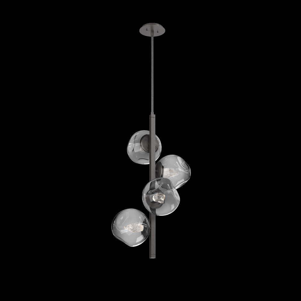 Luna 4pc Twisted Vine-Graphite-Geo Inner - Smoke Outer-Threaded Rod Suspension-LED 3000K