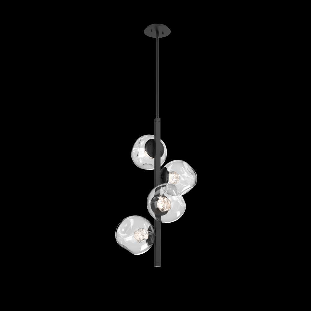 Luna 4pc Twisted Vine-Matte Black-Zircon Inner - Clear Outer-Threaded Rod Suspension-LED 2700K