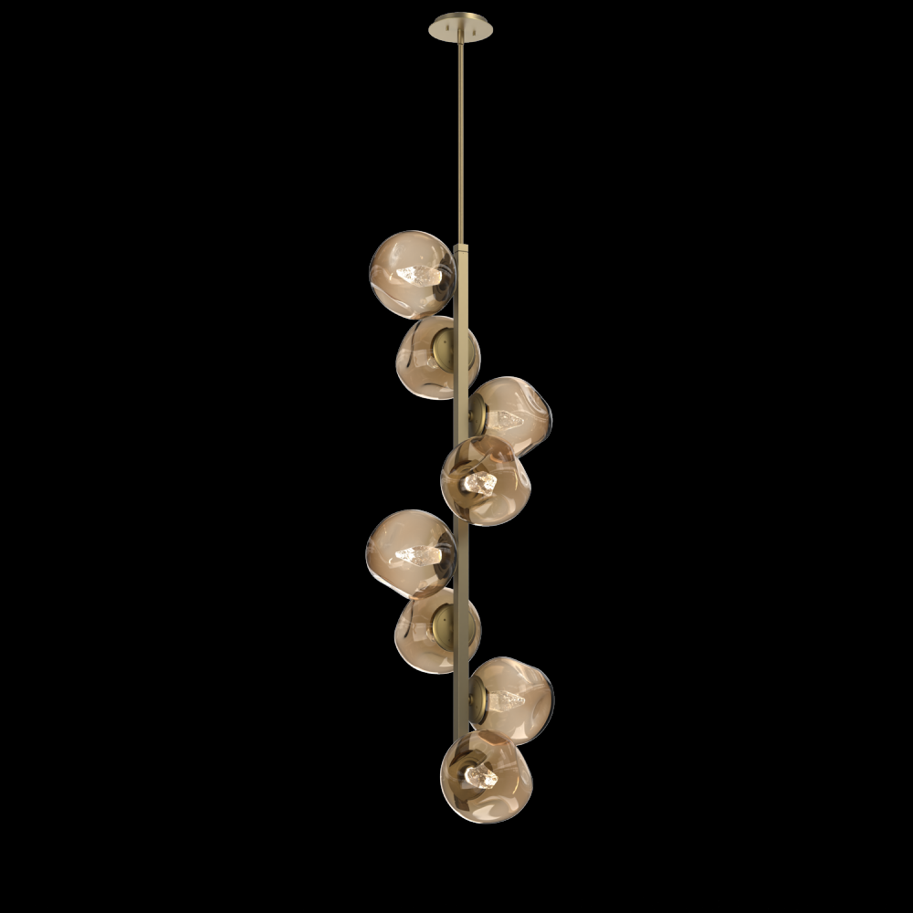 Luna 8pc Twisted Vine-Gilded Brass-Geo Inner - Bronze Outer-Threaded Rod Suspension-LED 2700K