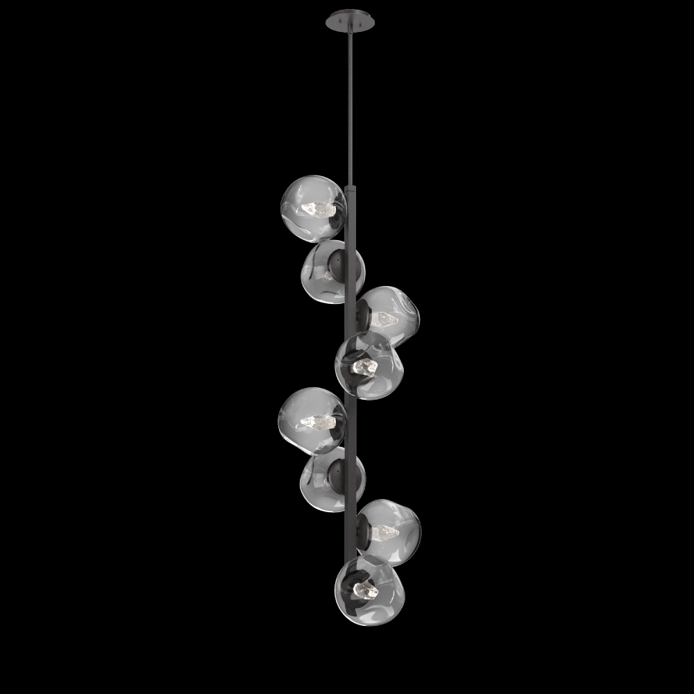 Luna 8pc Twisted Vine-Graphite-Geo Inner - Smoke Outer-Threaded Rod Suspension-LED 3000K