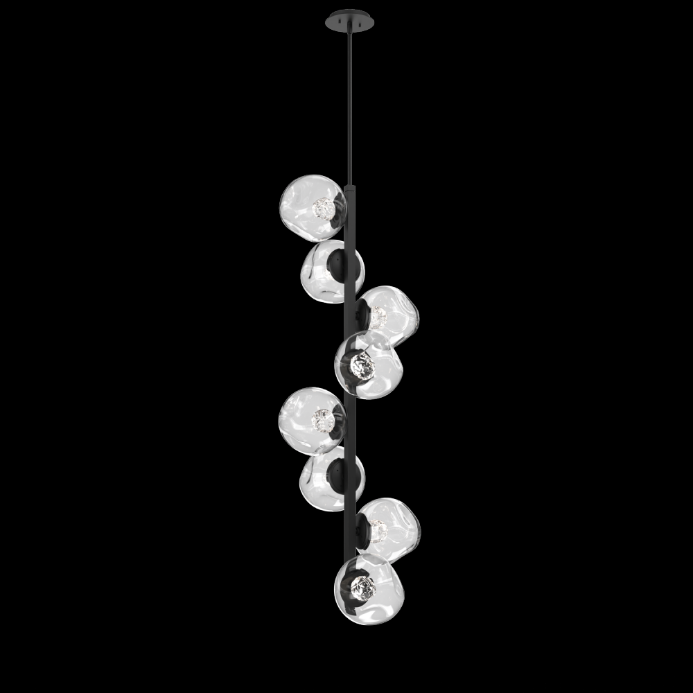 Luna 8pc Twisted Vine-Matte Black-Floret Inner - Clear Outer-Threaded Rod Suspension-LED 2700K