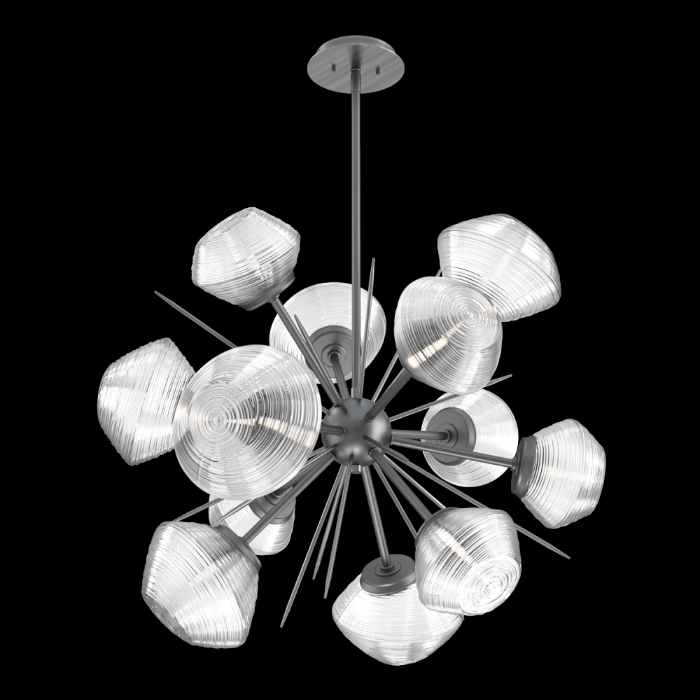 Mesa 36&#34; Starburst-Gunmetal-Clear Blown Glass