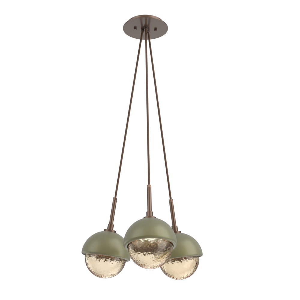 Cabochon Multi Light Pendant Single Port Canopy Burnished Bronze
