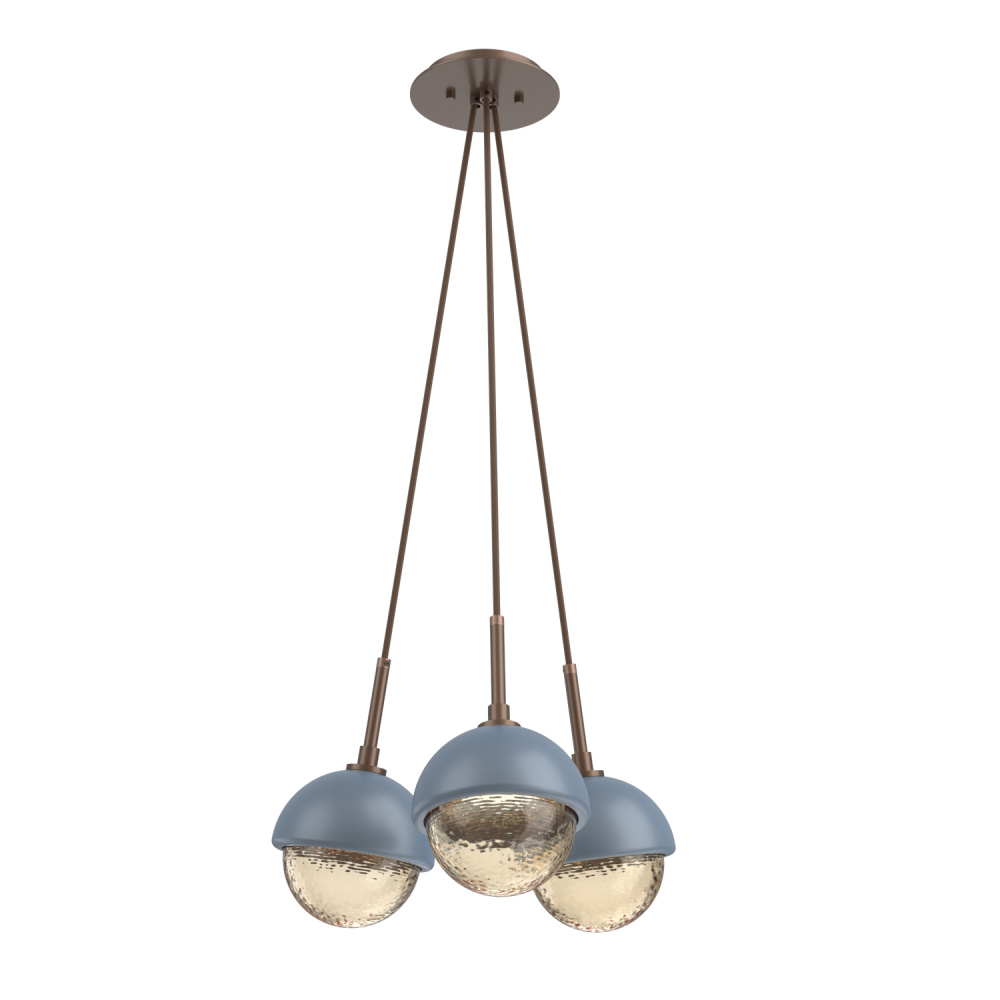 Cabochon Multi Light Pendant Single Port Canopy Burnished Bronze