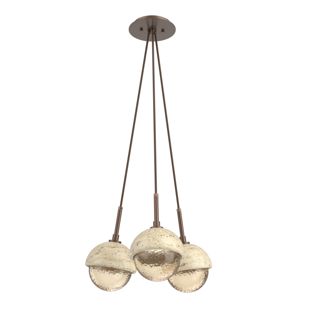 Cabochon Multi Light Pendant Single Port Canopy Burnished Bronze