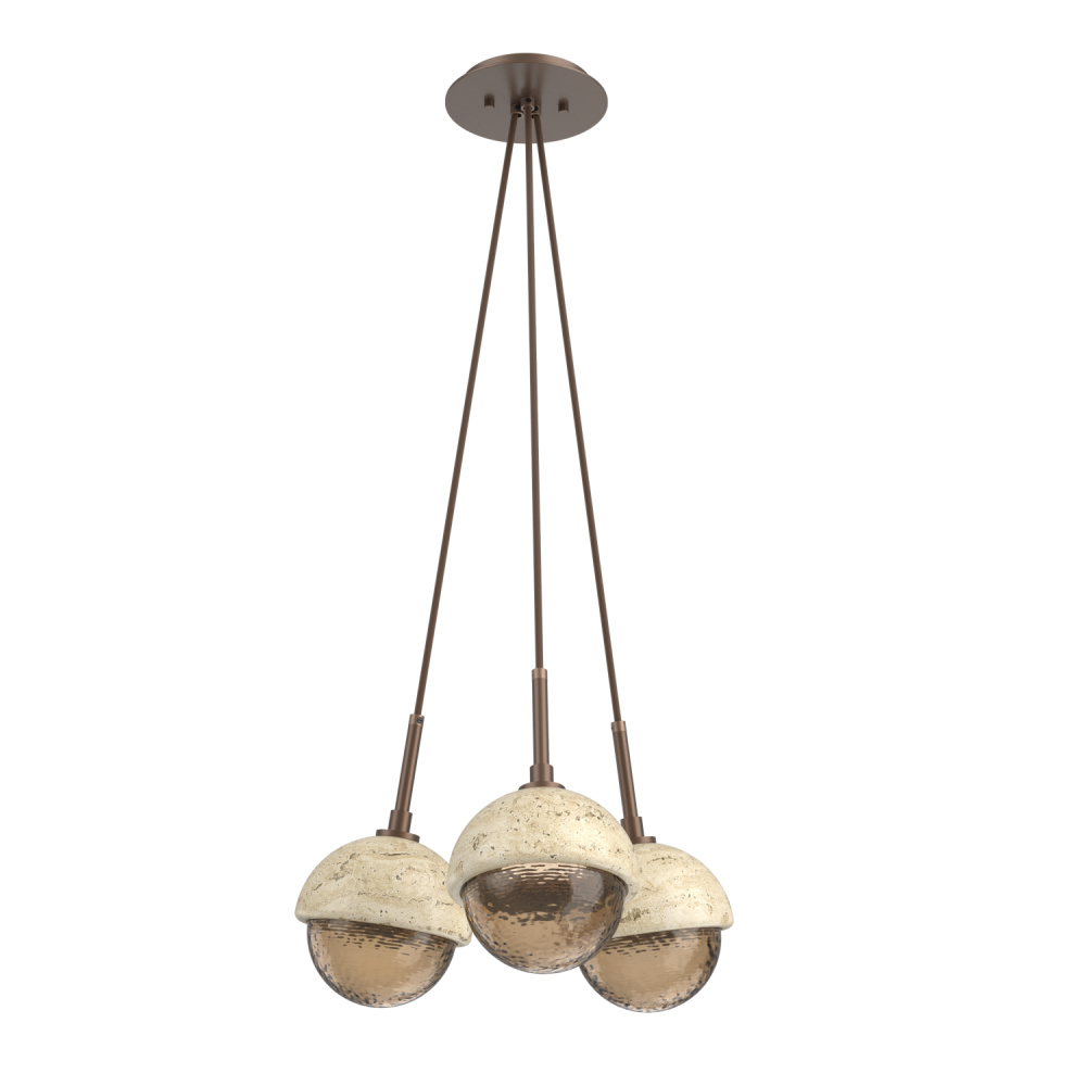 Cabochon Multi Light Pendant Single Port Canopy Burnished Bronze