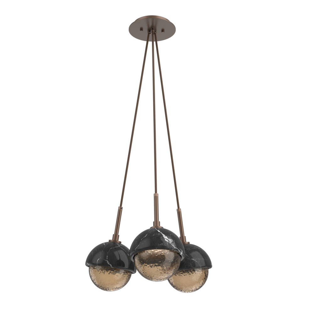 Cabochon Multi Light Pendant Single Port Canopy Burnished Bronze