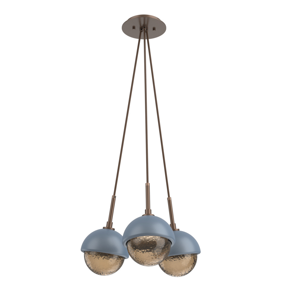 Cabochon Multi Light Pendant Single Port Canopy Burnished Bronze