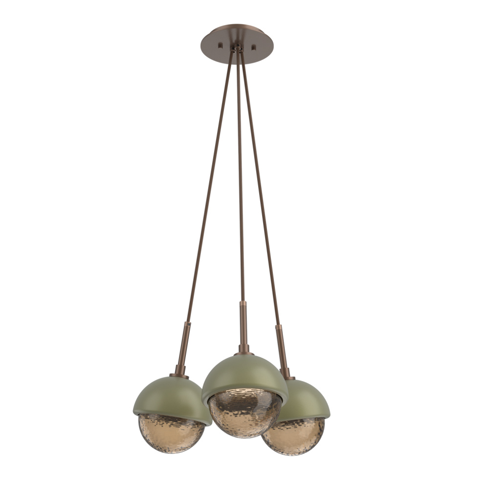 Cabochon Multi Light Pendant Single Port Canopy Burnished Bronze