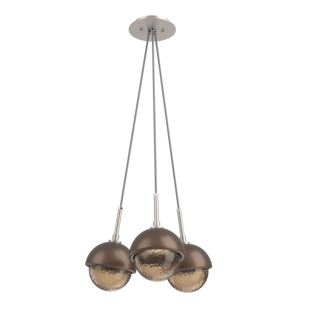 Cabochon Multi Light Pendant Single Port Canopy Beige Silver