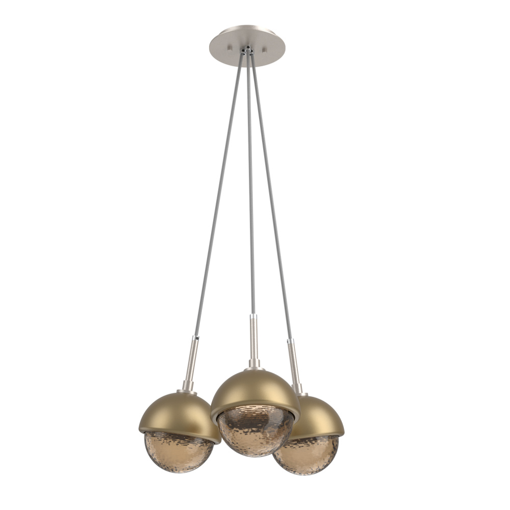 Cabochon Multi Light Pendant Single Port Canopy Beige Silver