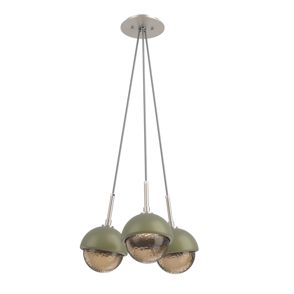 Cabochon Multi Light Pendant Single Port Canopy Beige Silver