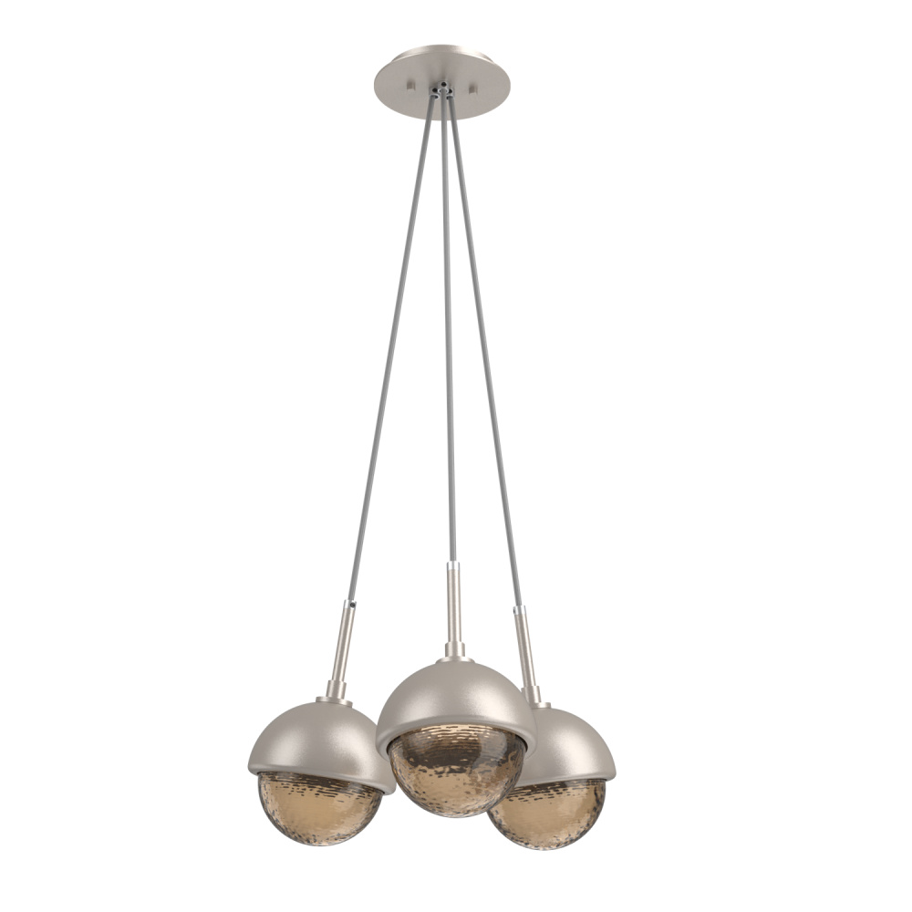 Cabochon Multi Light Pendant Single Port Canopy Beige Silver