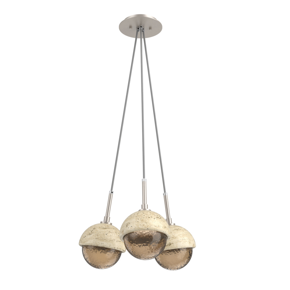 Cabochon Multi Light Pendant Single Port Canopy Beige Silver