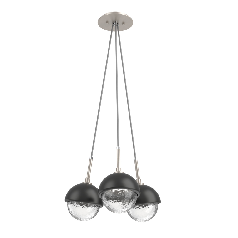 Cabochon Multi Light Pendant Single Port Canopy Beige Silver