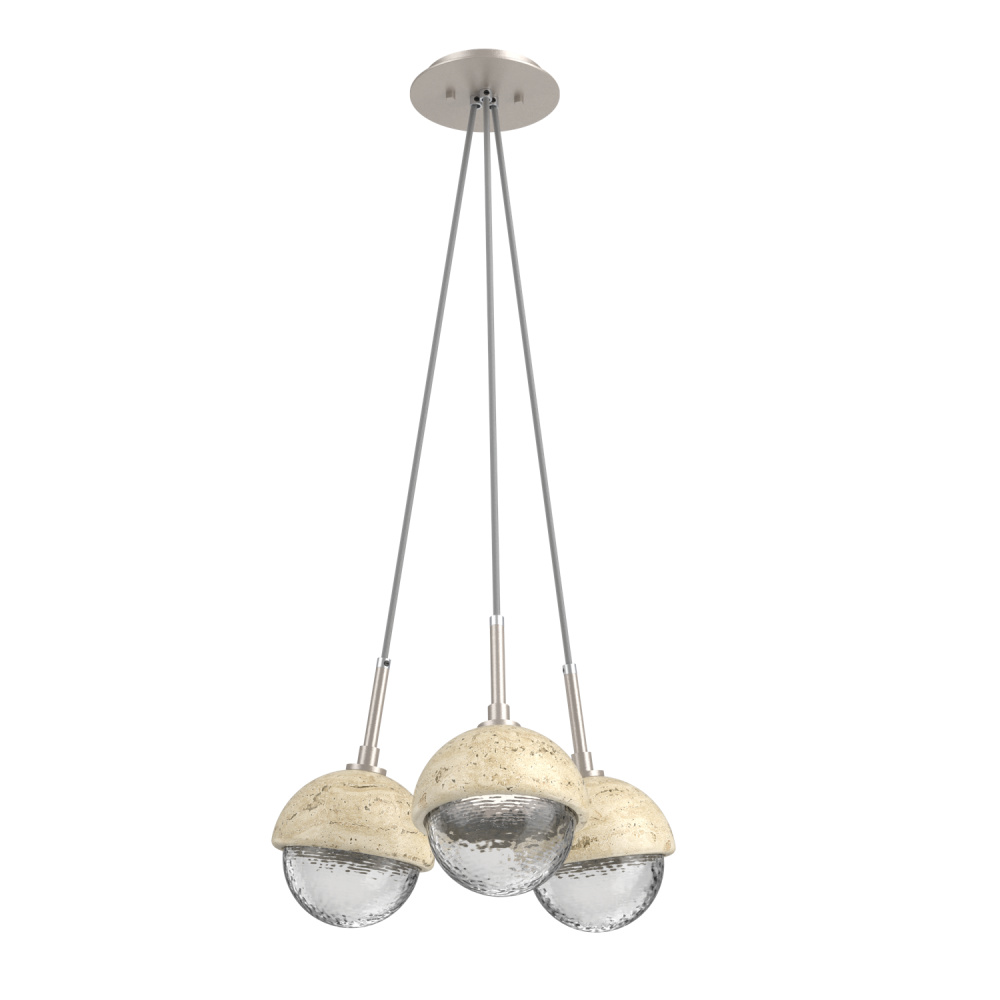 Cabochon Multi Light Pendant Single Port Canopy Beige Silver