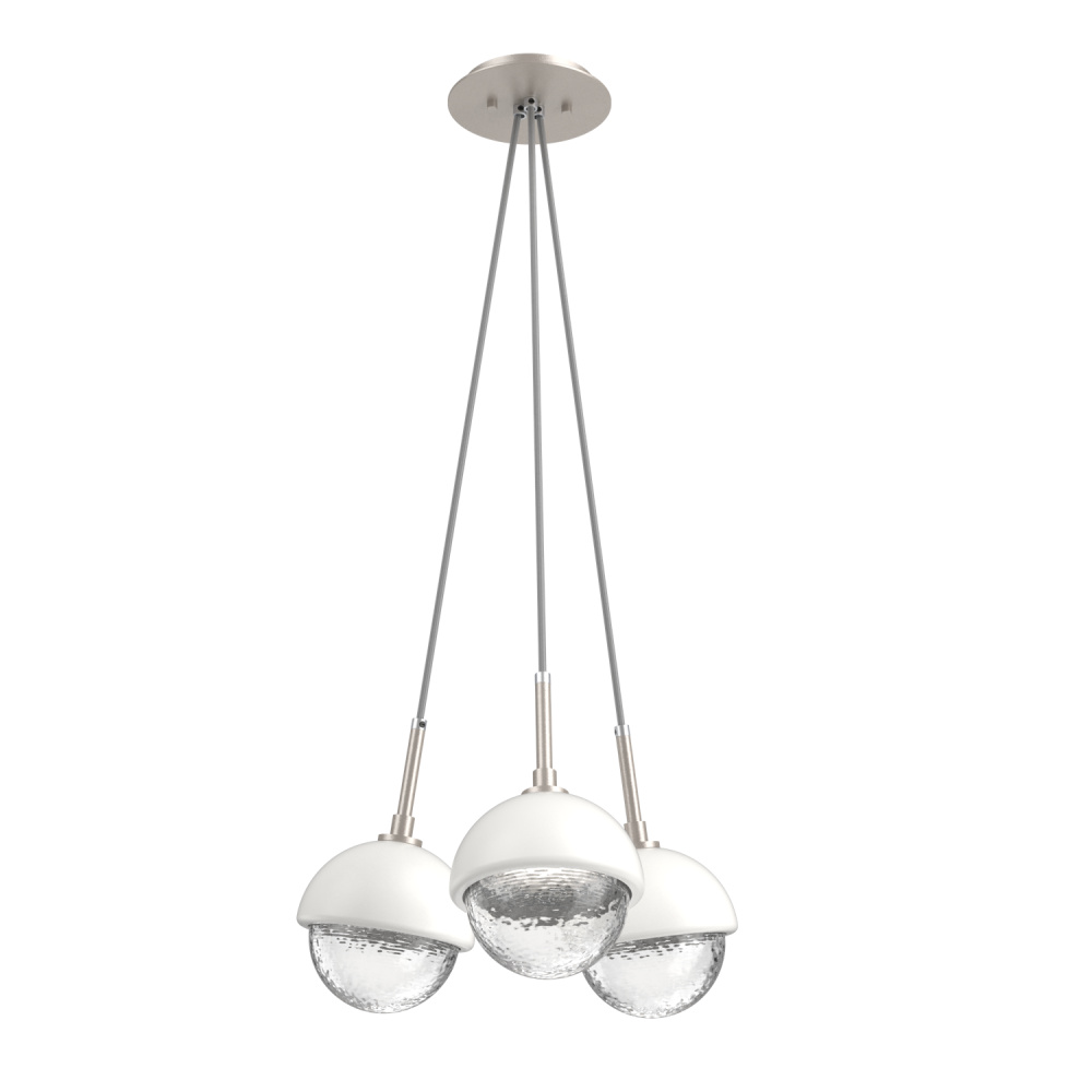 Cabochon Multi Light Pendant Single Port Canopy Beige Silver