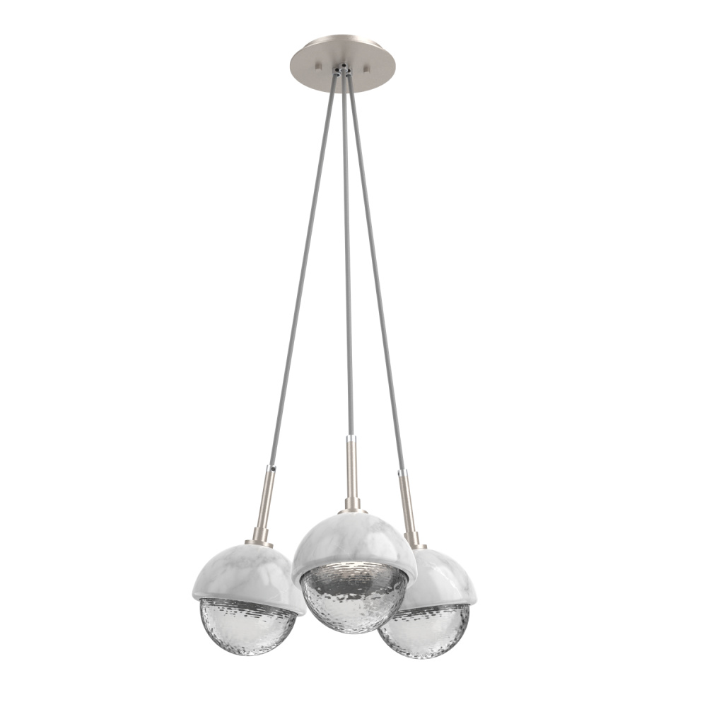 Cabochon Multi Light Pendant Single Port Canopy Beige Silver