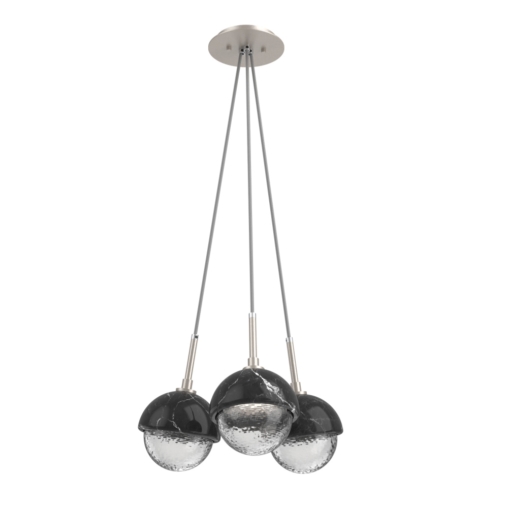 Cabochon Multi Light Pendant Single Port Canopy Beige Silver