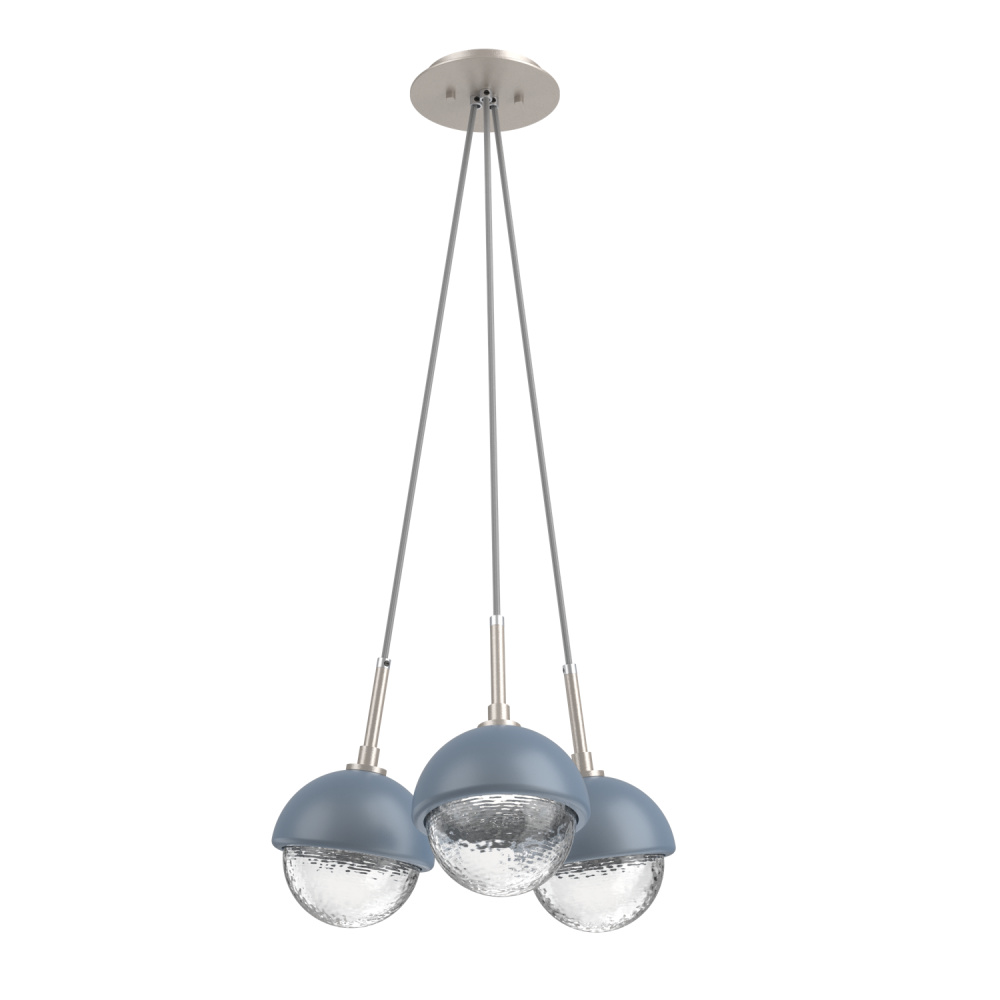 Cabochon Multi Light Pendant Single Port Canopy Beige Silver
