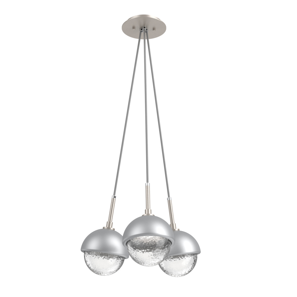 Cabochon Multi Light Pendant Single Port Canopy Beige Silver