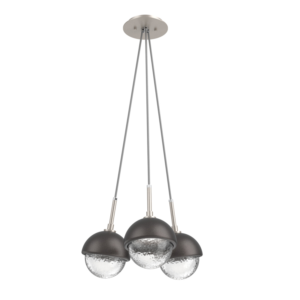 Cabochon Multi Light Pendant Single Port Canopy Beige Silver