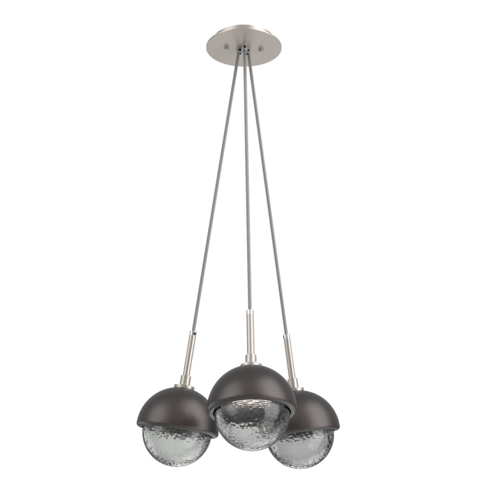 Cabochon Multi Light Pendant Single Port Canopy Beige Silver