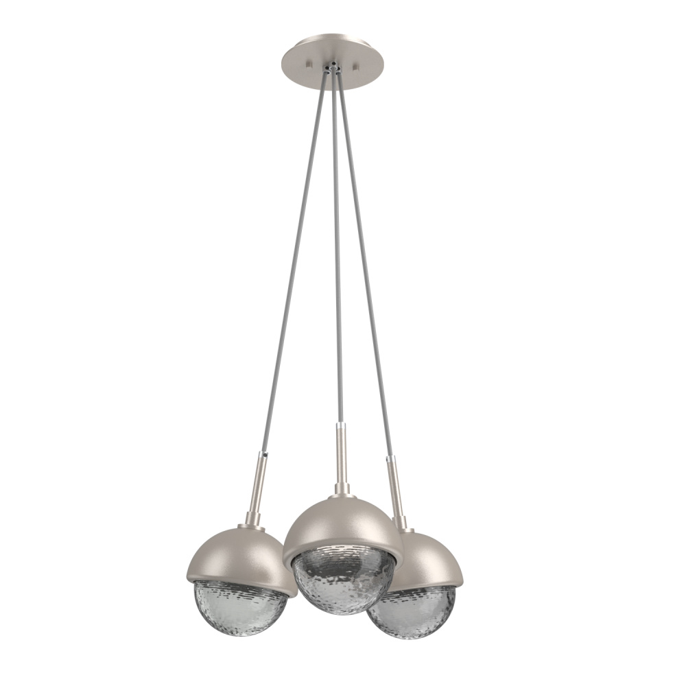 Cabochon Multi Light Pendant Single Port Canopy Beige Silver