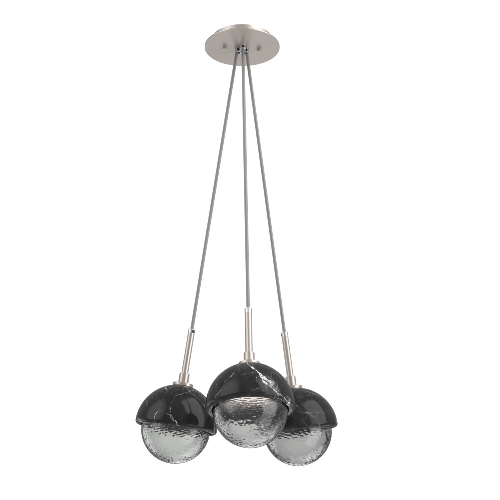Cabochon Multi Light Pendant Single Port Canopy Beige Silver