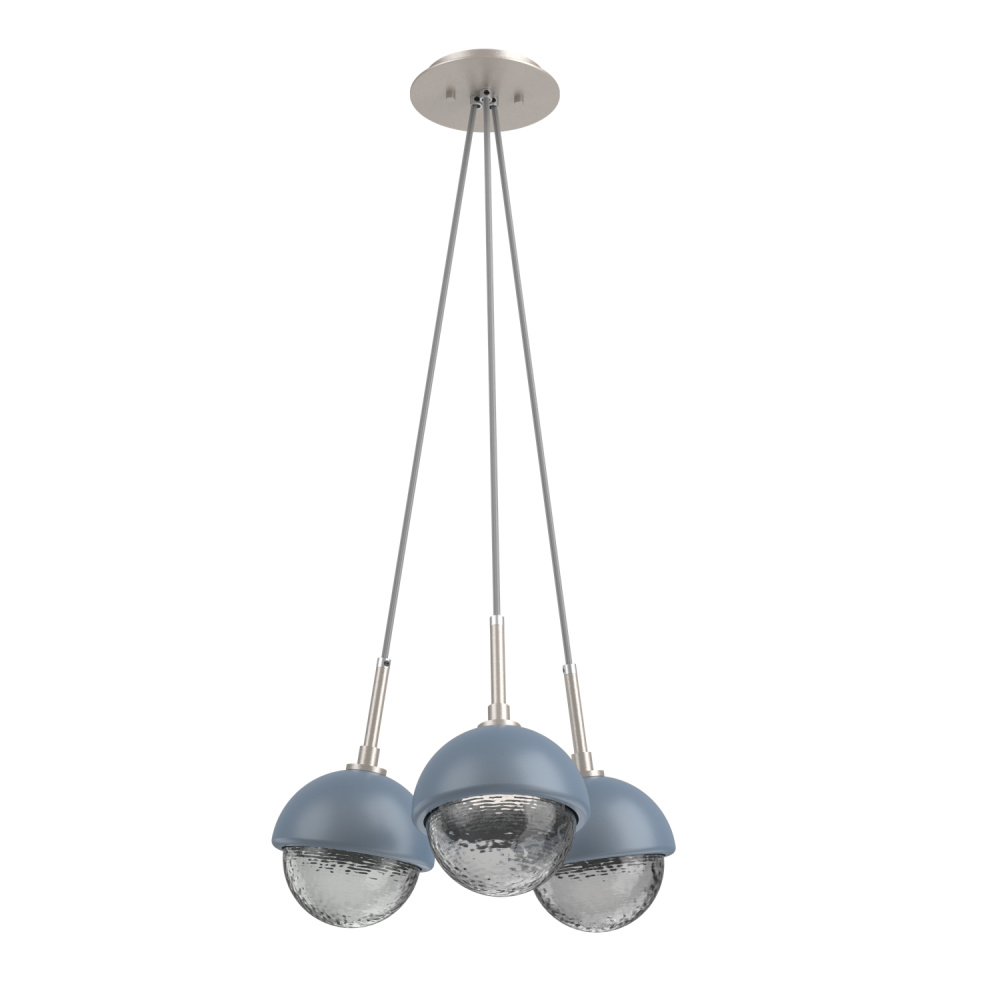 Cabochon Multi Light Pendant Single Port Canopy Beige Silver