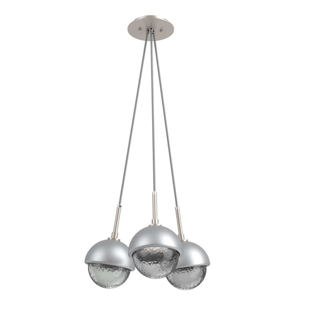 Cabochon Multi Light Pendant Single Port Canopy Beige Silver
