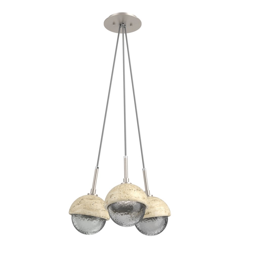 Cabochon Multi Light Pendant Single Port Canopy Beige Silver