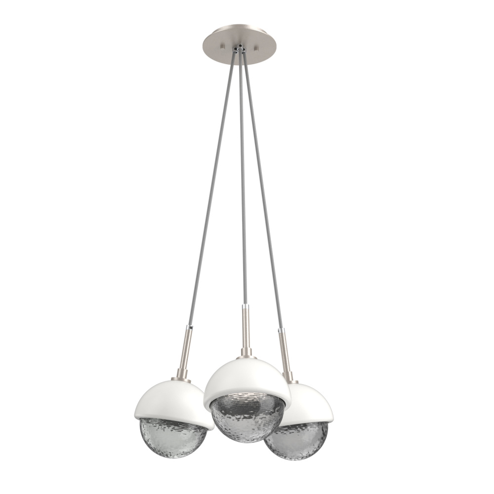 Cabochon Multi Light Pendant Single Port Canopy Beige Silver
