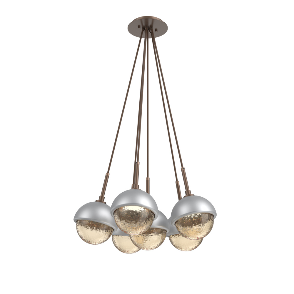 Cabochon Multi Light Pendant Single Port Canopy Burnished Bronze