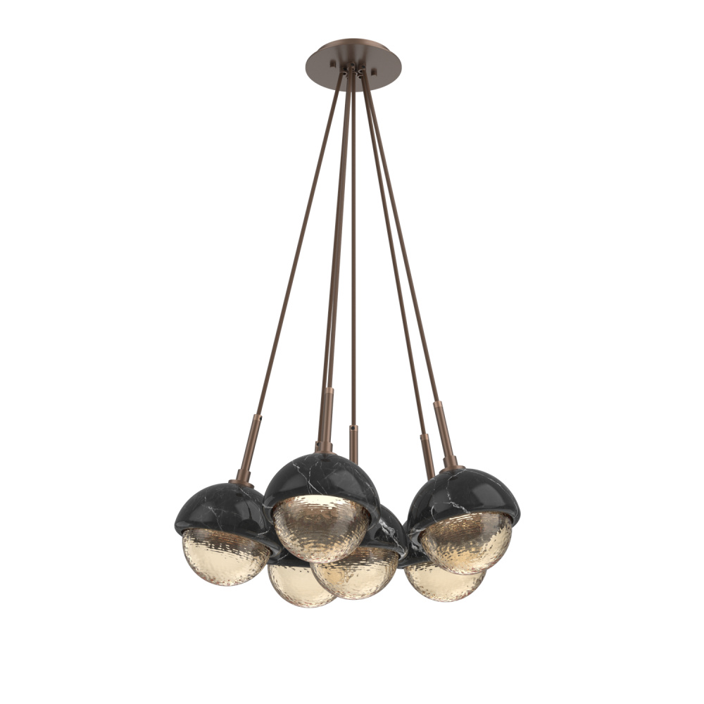 Cabochon Multi Light Pendant Single Port Canopy Burnished Bronze