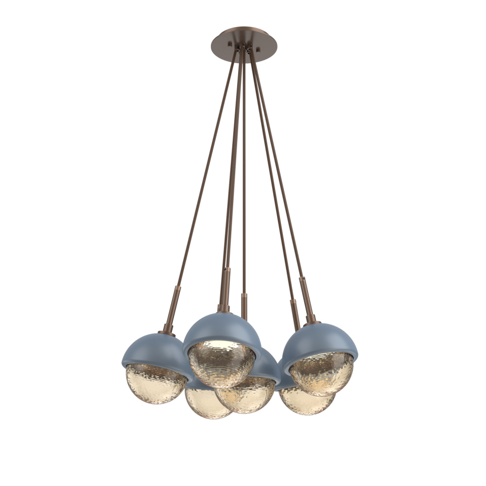 Cabochon Multi Light Pendant Single Port Canopy Burnished Bronze
