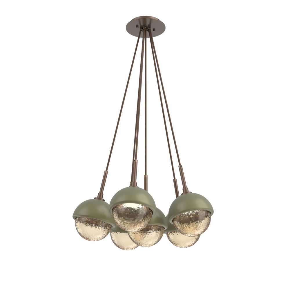 Cabochon Multi Light Pendant Single Port Canopy Burnished Bronze