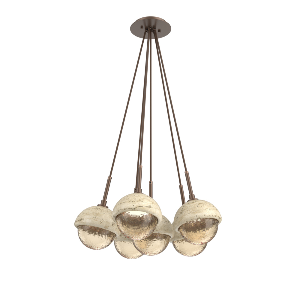 Cabochon Multi Light Pendant Single Port Canopy Burnished Bronze