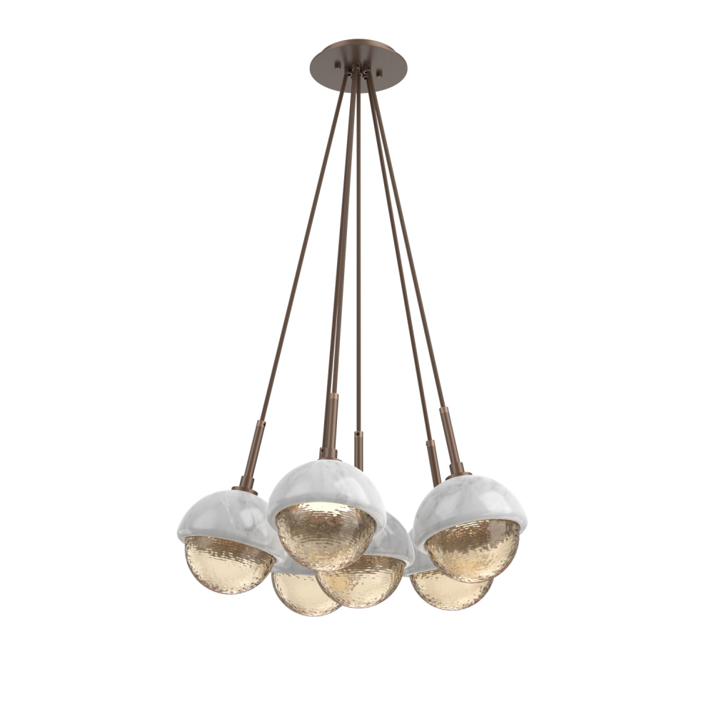Cabochon Multi Light Pendant Single Port Canopy Burnished Bronze