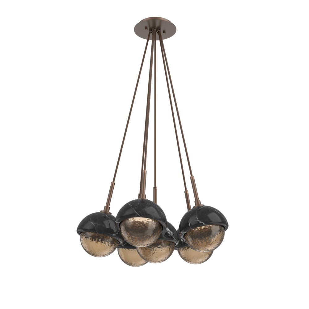 Cabochon Multi Light Pendant Single Port Canopy Burnished Bronze