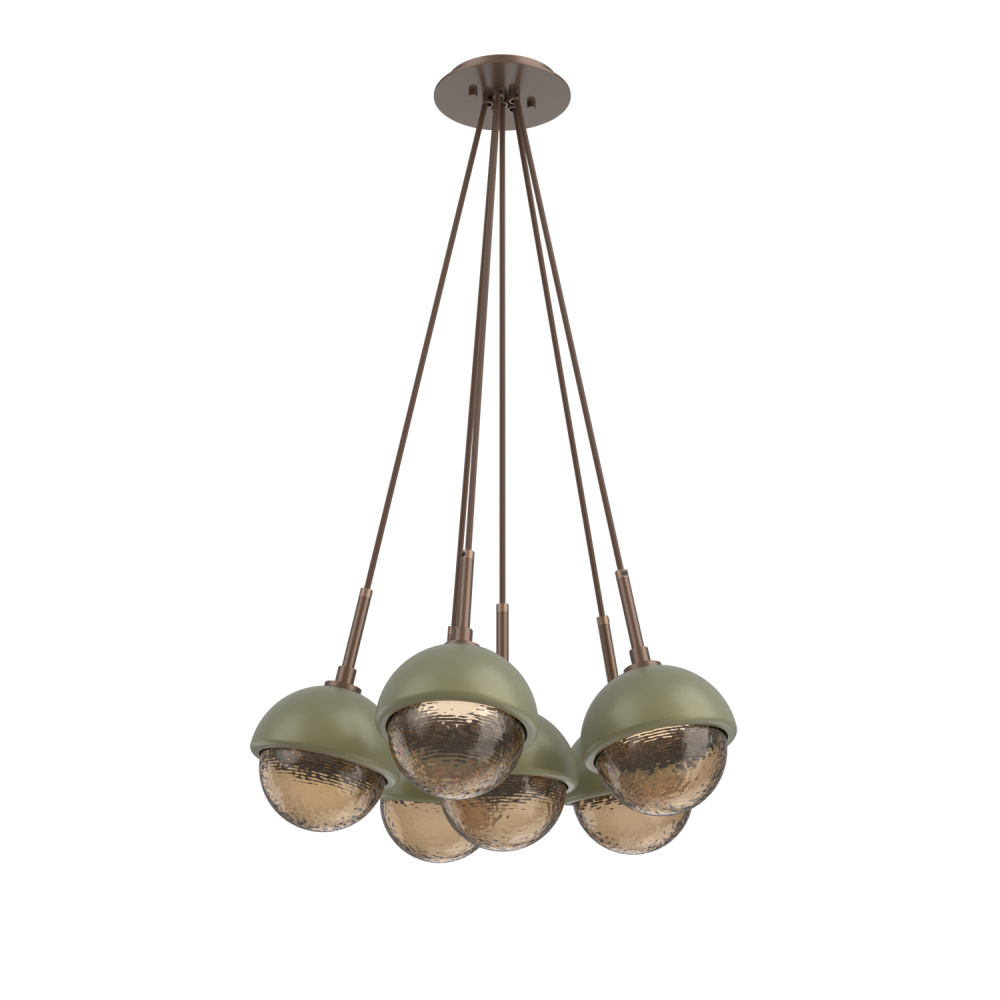 Cabochon Multi Light Pendant Single Port Canopy Burnished Bronze