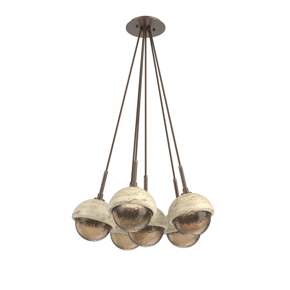 Cabochon Multi Light Pendant Single Port Canopy Burnished Bronze