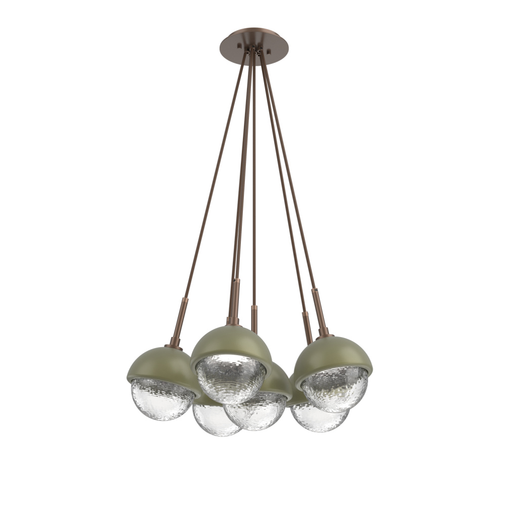 Cabochon Multi Light Pendant Single Port Canopy Burnished Bronze