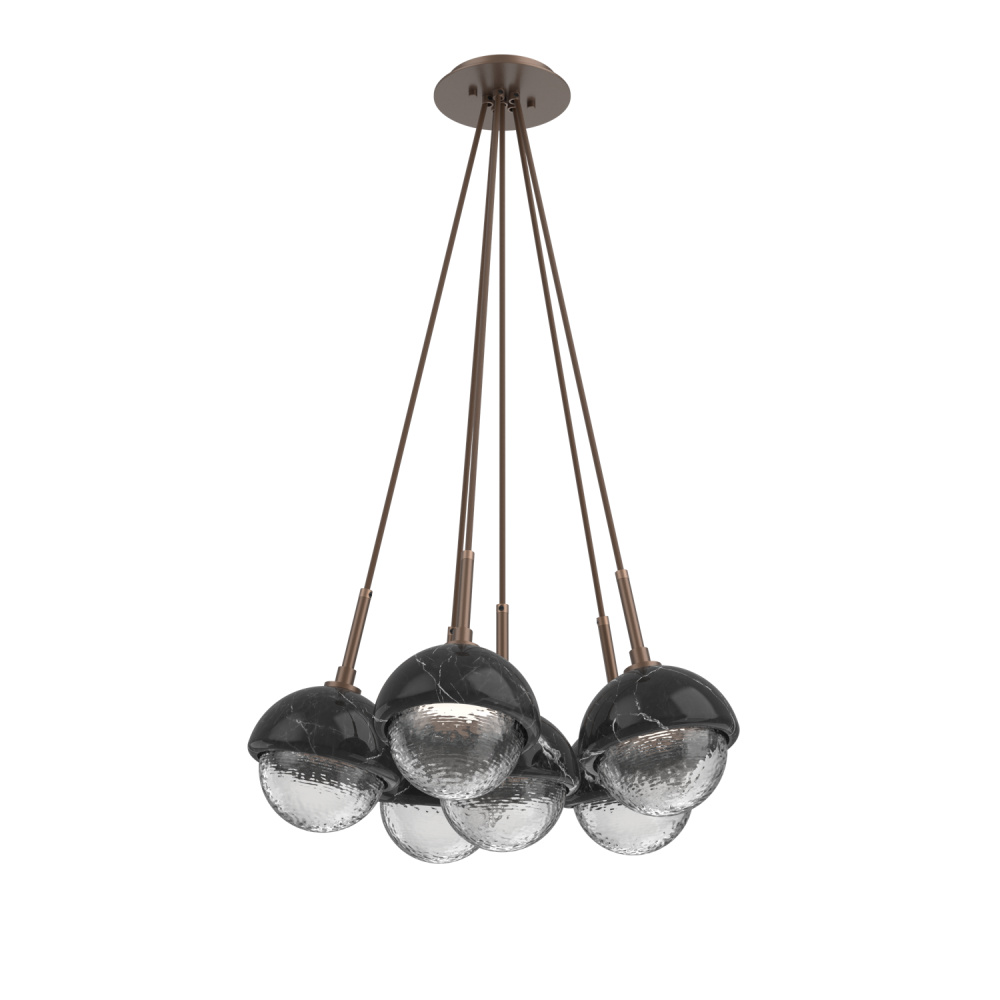Cabochon Multi Light Pendant Single Port Canopy Burnished Bronze